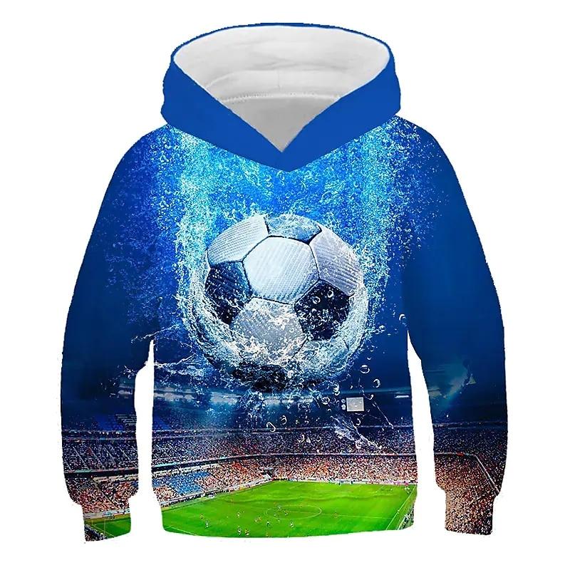 ETST WENDY 09 2023 Herfst Winter Kinderen Jongens Hoodie Lange mouw 3D Print Voetbal Meisjes Vrije tijd Sweatshirt Dagelijks Actieve mode Streetwear Sport 160