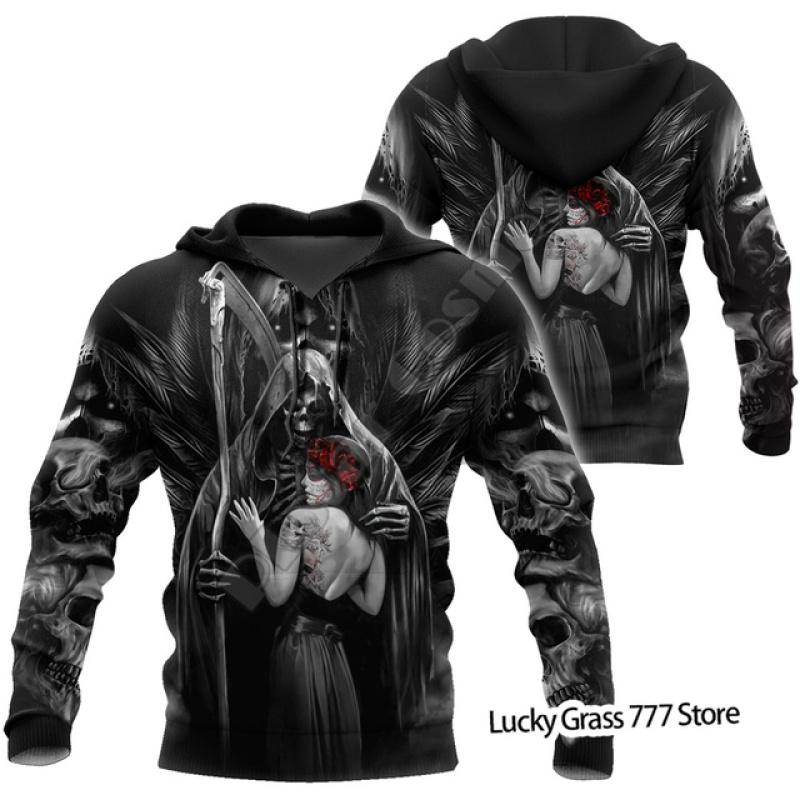 TIP723 Lente Herfst mannen Hoodies Sweatshirt 3D Print Reaper Schedel Engel En Demon Man Kleding Mode Toevallige Trui Mannelijke M