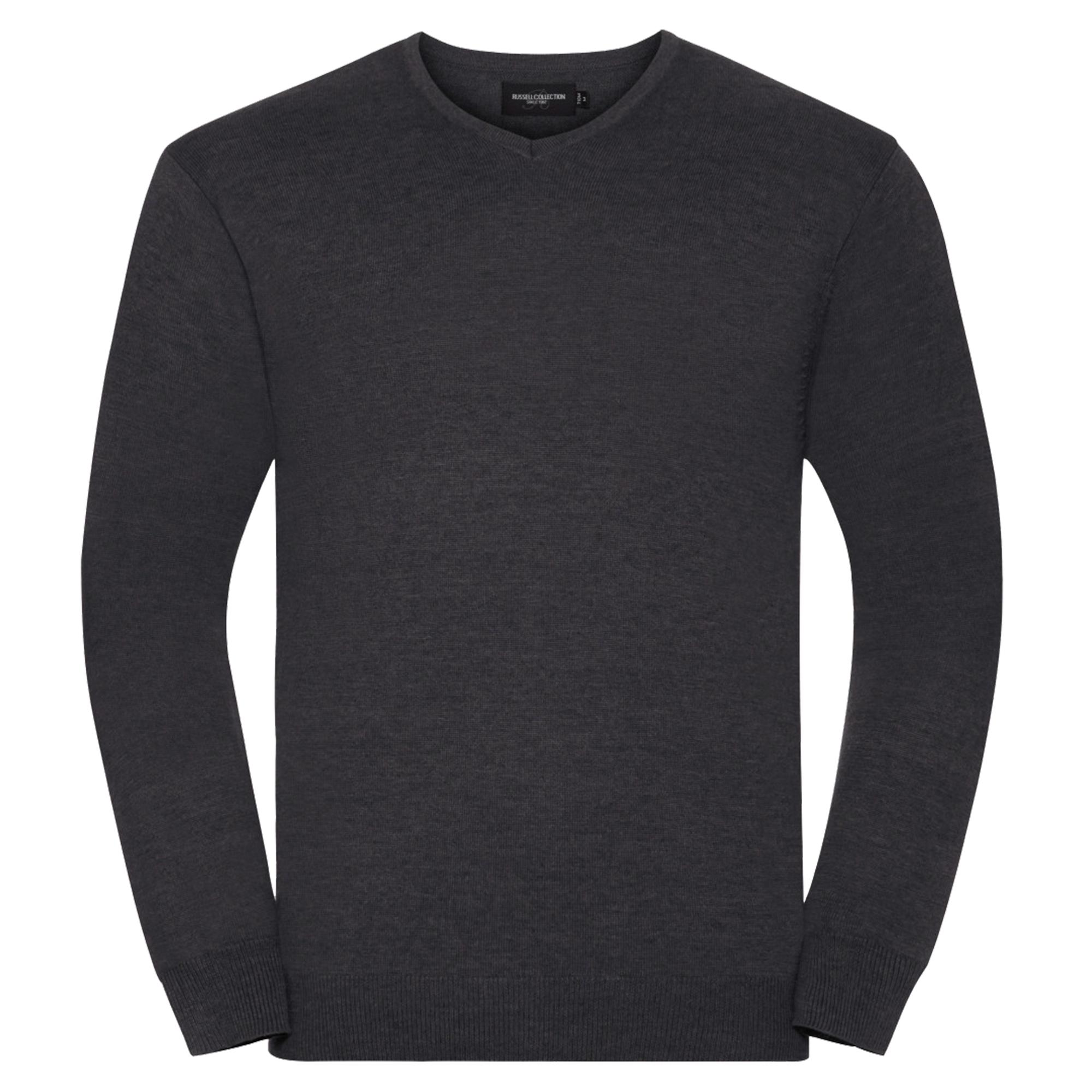 Russell Collection Gebreid sweatshirt met V-hals voor heren XS houtskool
