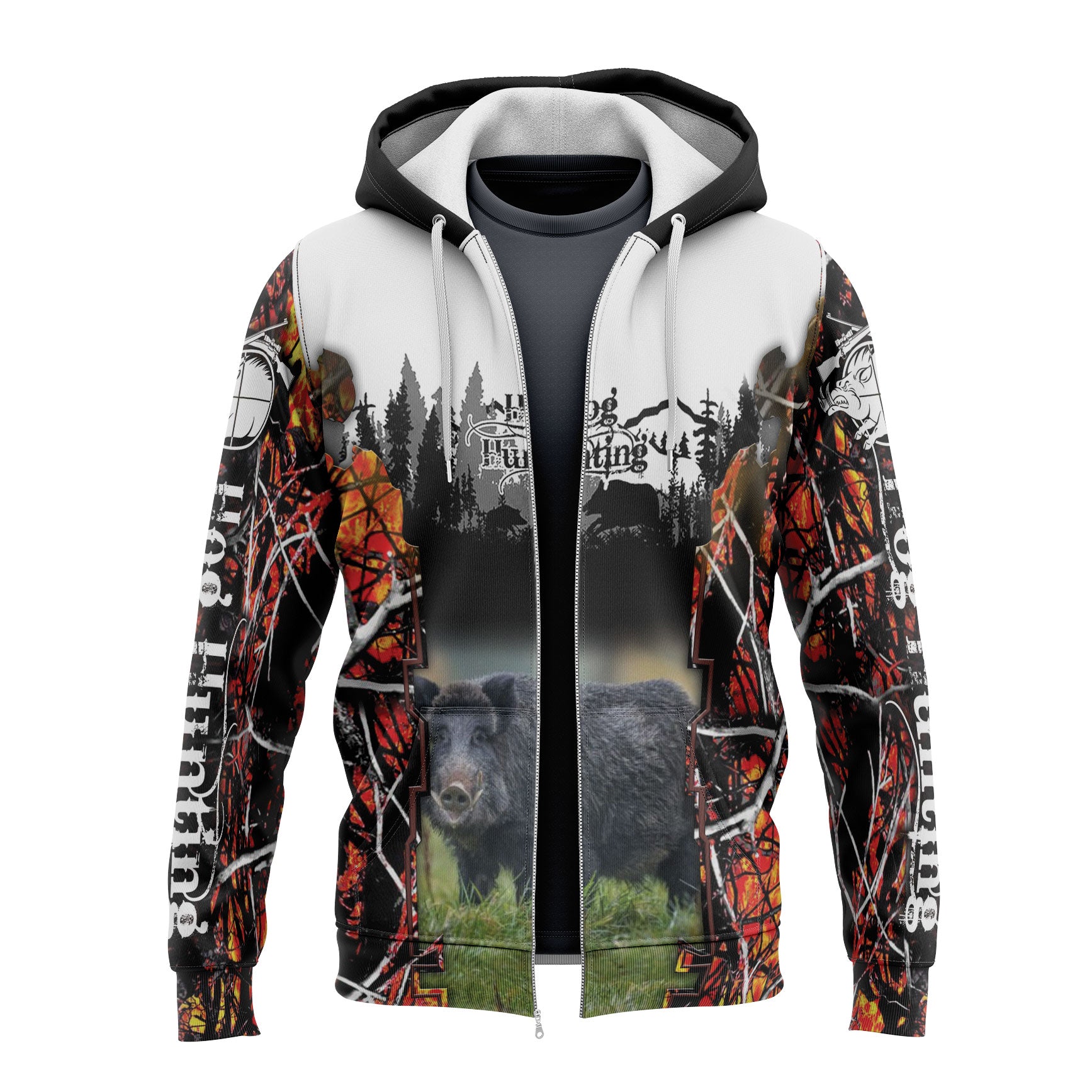 Nihao Nieuwe Outdoor Boar Hunter Dierenjacht Camo Tattoo 3D Print Mannen Hoody Jas Nieuwe Mode Streetwear Zip Sweatshirts Casual Jas 6XL