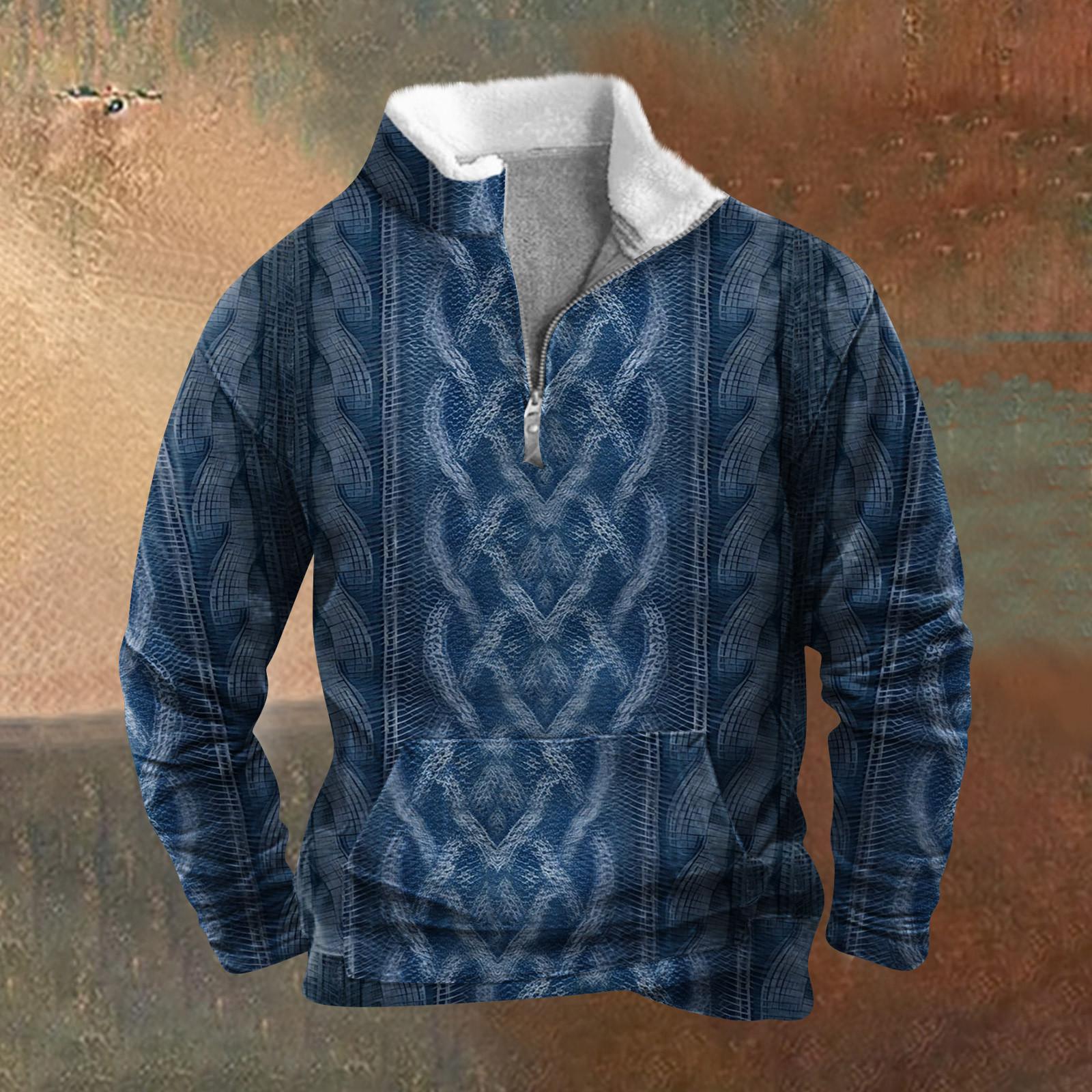 ZuiBaDuDu Lente en herfst herensweatshirt met staande kraag is outdoor casual truien tops XXXXL blauw