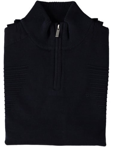 Fellows United Pullover Half Zip Ribs At Side Navy 