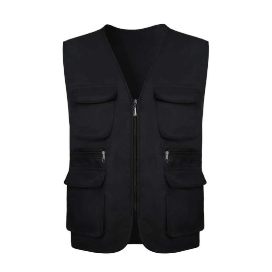 Home Gadgets Herenvest met meerdere zakken vest effen kleur ademende V-hals werkkleding eenvoudige stijl mouwloos slim fit herenvest voor werk 3XL