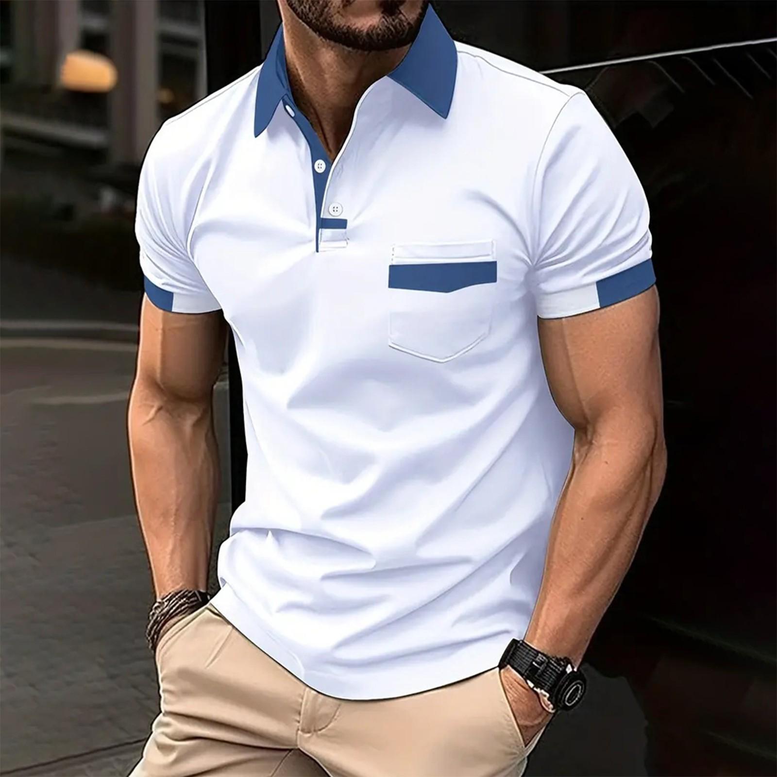 Ren Bag Heren T-shirt met korte mouwen, reverskraag en casual ronde hals XL