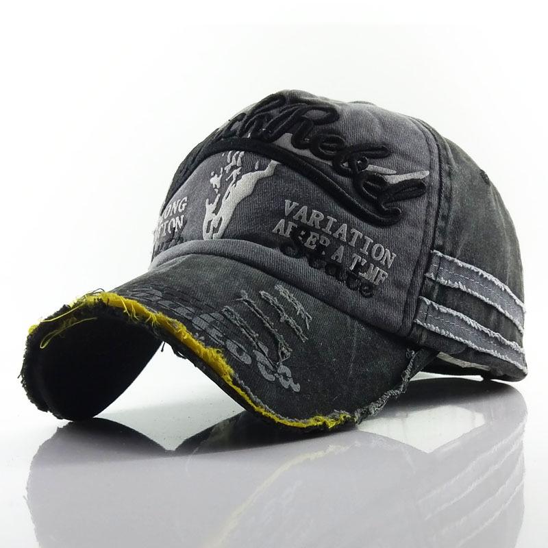 Hi Cap Pet met klep gemaakt van oude stierenkop baseballpet gewassen hoed zonnehoed heren en dames nieuwe baseballpet zonbeschermingspet zwart
