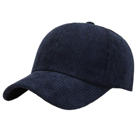 Mayshowou Corduroy honkbalpet met grote rand, dikke strepen, textuur, pet met klep, effen kleur, verstelbare omtrek, wandel-, reis- en winkelhoed blauw