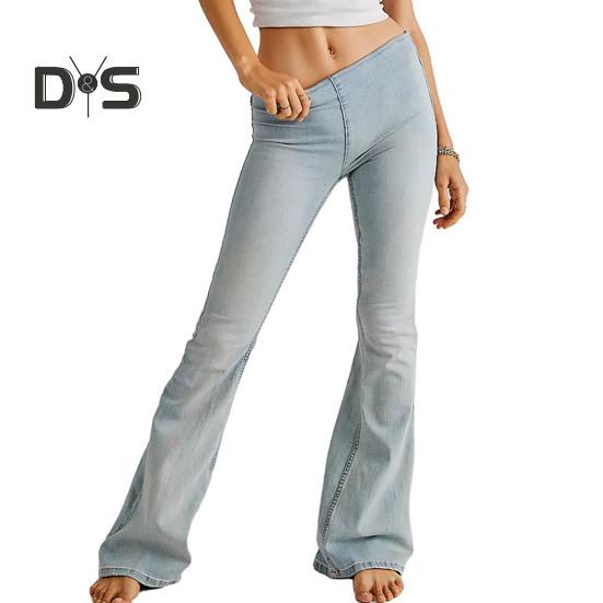 Mud in your eye Lady Jeans Elastische Slim Fit Uitlopende Pijpen Mid Taille Effen Kleur Lange Broek Dagelijkse Casual Denim Broek voor Reizen Woon-werkverkeer XXL