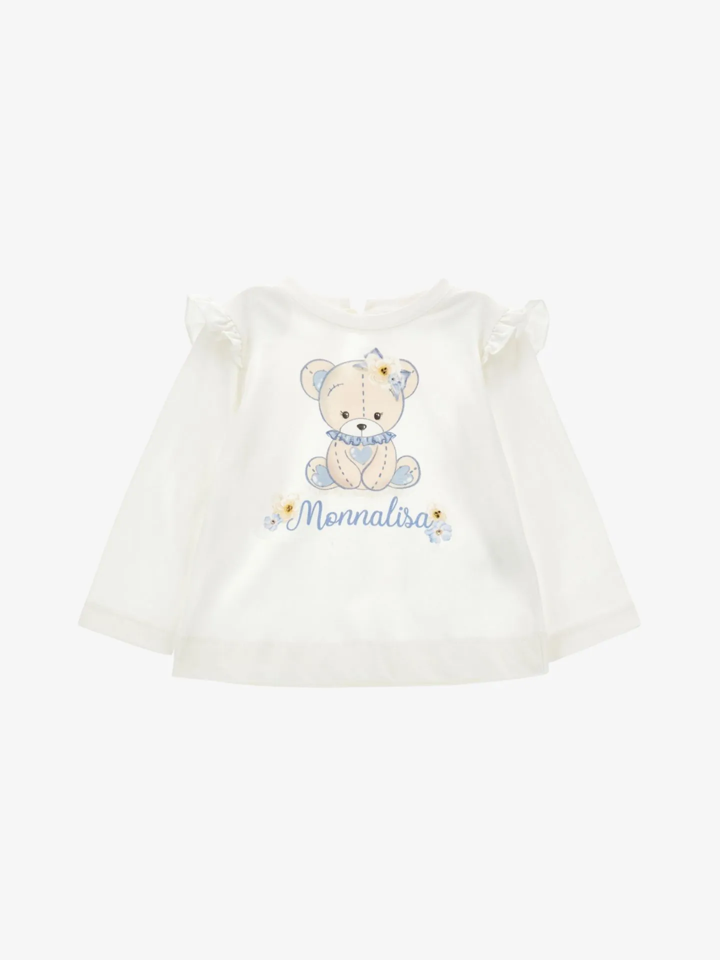 Monnalisa Meisjes baby longsleeve teddy panna celeste