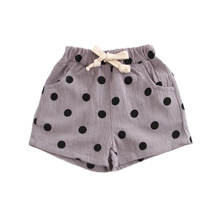 Selfyi Zomer kinderen baby meisjes stip print korte broek broek kinderen knielengte casual shorts 100 grijs