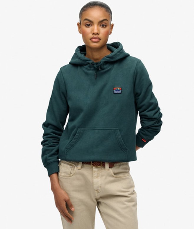 Superdry Great Outdoors Hoodie met Borduursel Green