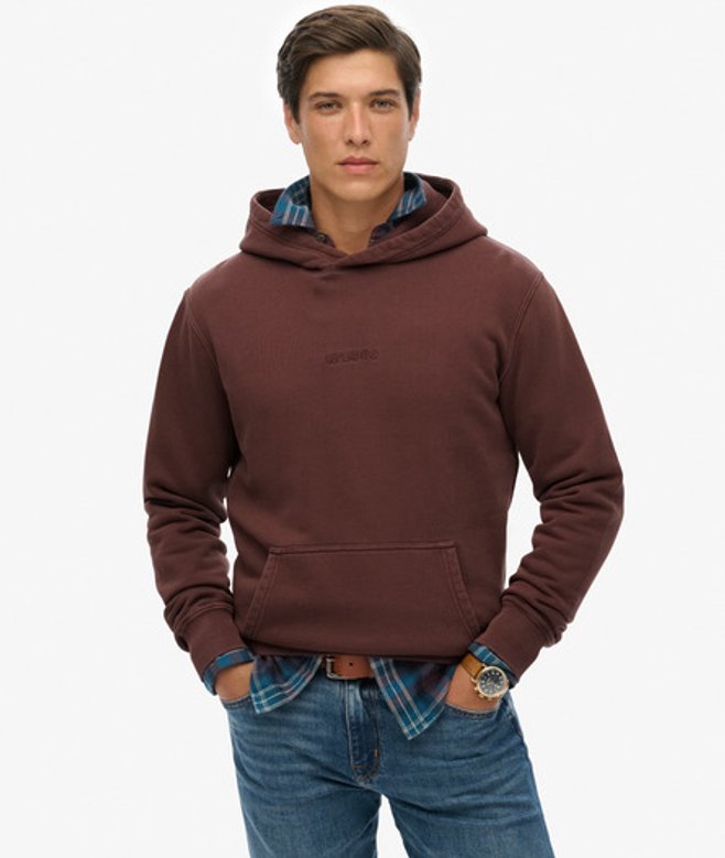 Superdry Hoodie met Micrologo Brown