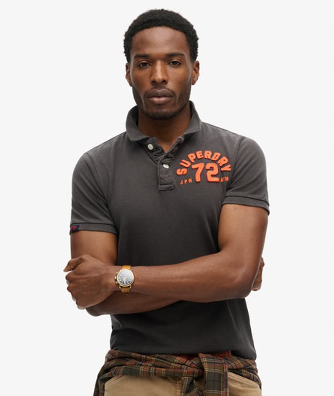 Superdry Vintage Athletic Poloshirt Zwart