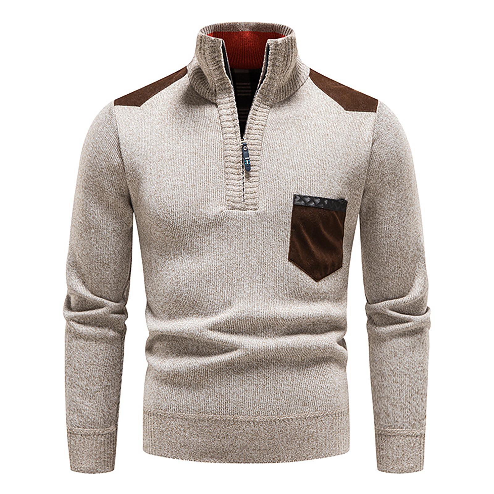 ZuiBaDuDu Heren herfst winter coltrui met lange mouwen trui shirt blouse rits tops trui XXL beige