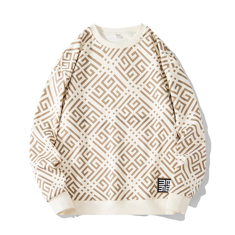 WomWear Lente en herfst losse trui heren grote maten ronde hals casual heren trui met lange mouwen M