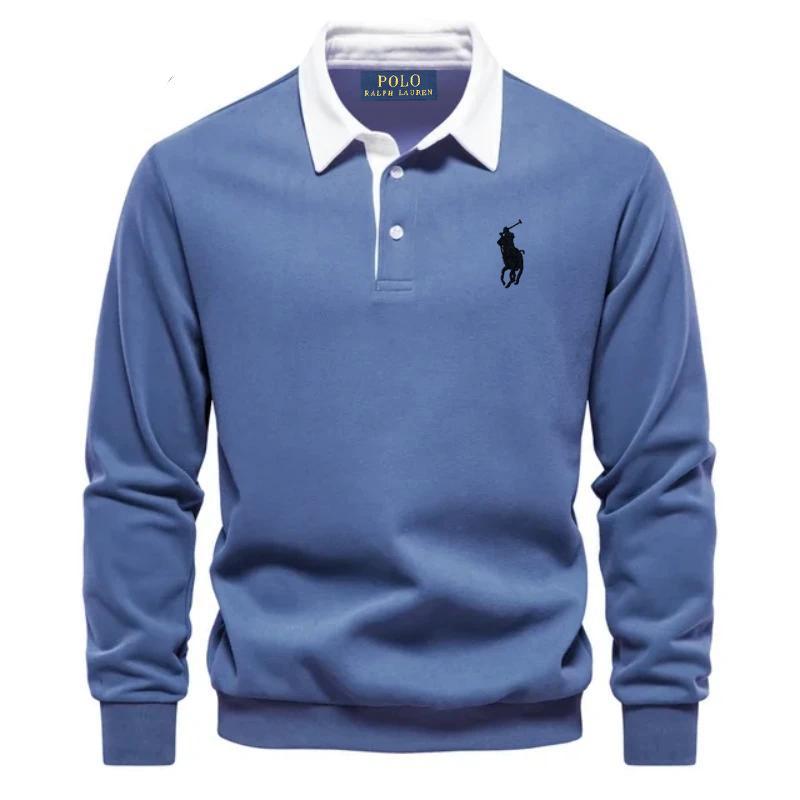 Polo Ralph Lauren Pony Embroidered Men's Pure Cotton Long Sleeved Polo Shirt for Autumn and Winter M