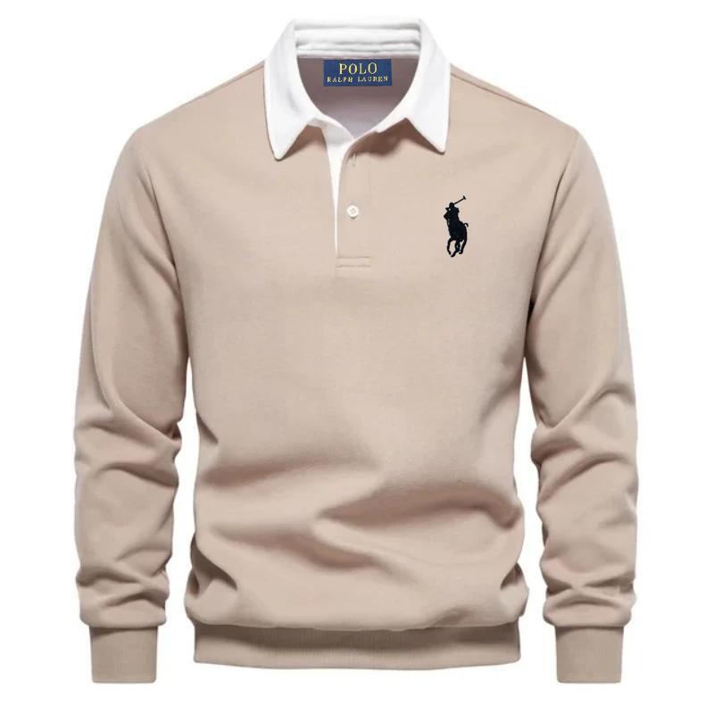 Polo Ralph Lauren Pony Embroidered Men's Pure Cotton Long Sleeved Polo Shirt for Autumn and Winter XL