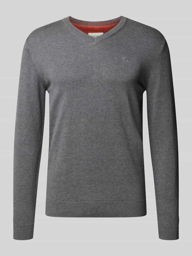 Tom Tailor Trui met V-hals met klein logoborduursel