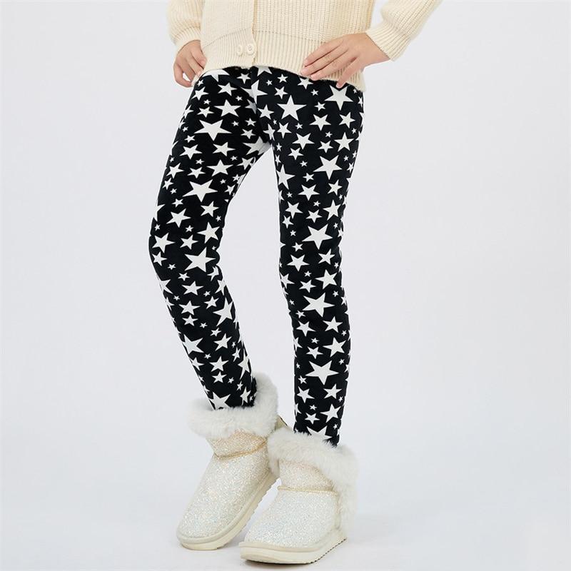 Topzeros Meisjesbroeken Herfst Winter Kinderbroeken Leggings Dikker Fluwelen Sterrenprint Kinderbroeken Babymeisje Warm houden Legging 150