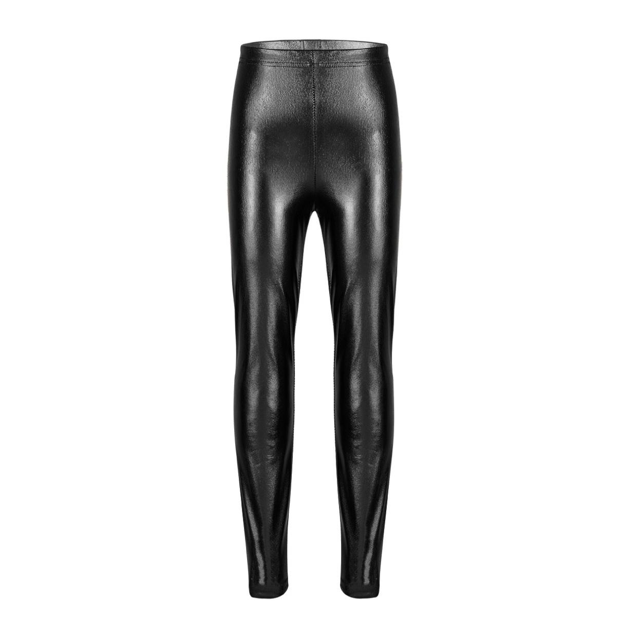 Tiaobug Metallic effen skinny broek voor kinderen, meisjes, dansshow, podiumprestaties, legging 8-10 Years
