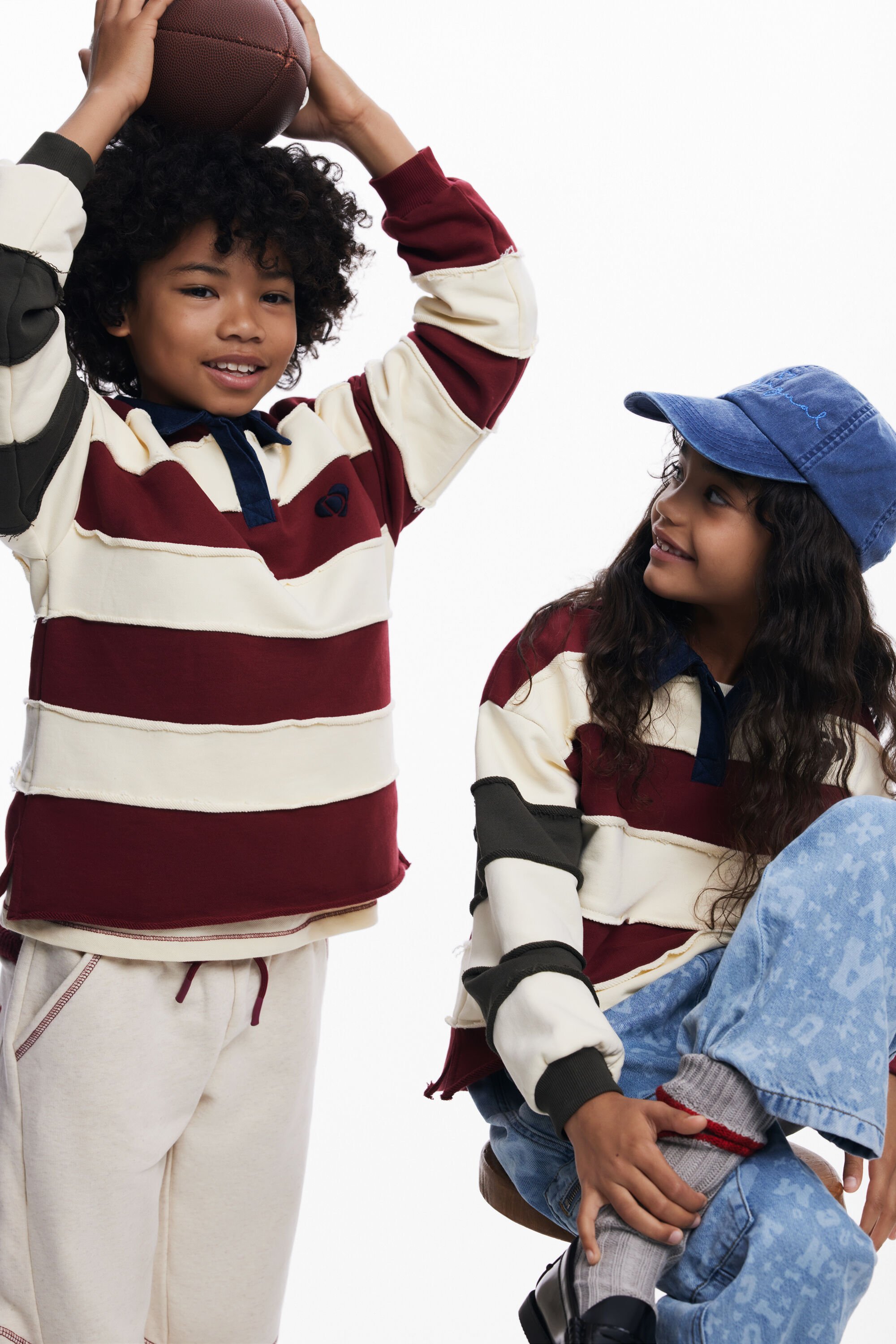 Desigual POLO MET STREPEN EN LANGE MOUWEN - WHITE