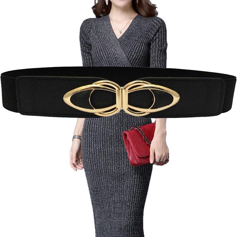 Dream nylon Pu leren elastische brede riem vrouwen stretch dikke taille riem voor jurk plus size