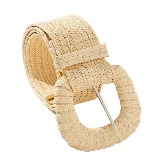 Bilixi Vrouwen Riem Elastische Stro Geweven Brede Riem Effen Kleur Jurk Jeans Boho Rekbare Dames Casual Riem Kleding Accessoire 100cm