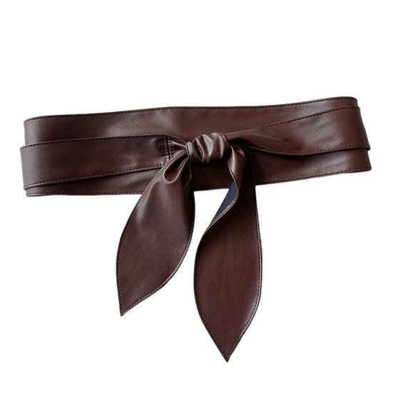 Mayshowou Vrouwen Riem Imitatieleer Breedgerand Ontwerp Retro Geknoopte Riem Jurken Jas Geknoopte Riem Veelzijdige Accessoire koffie