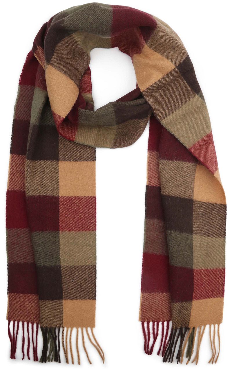 Barbour Sjaal Tattersall Rood Beige -