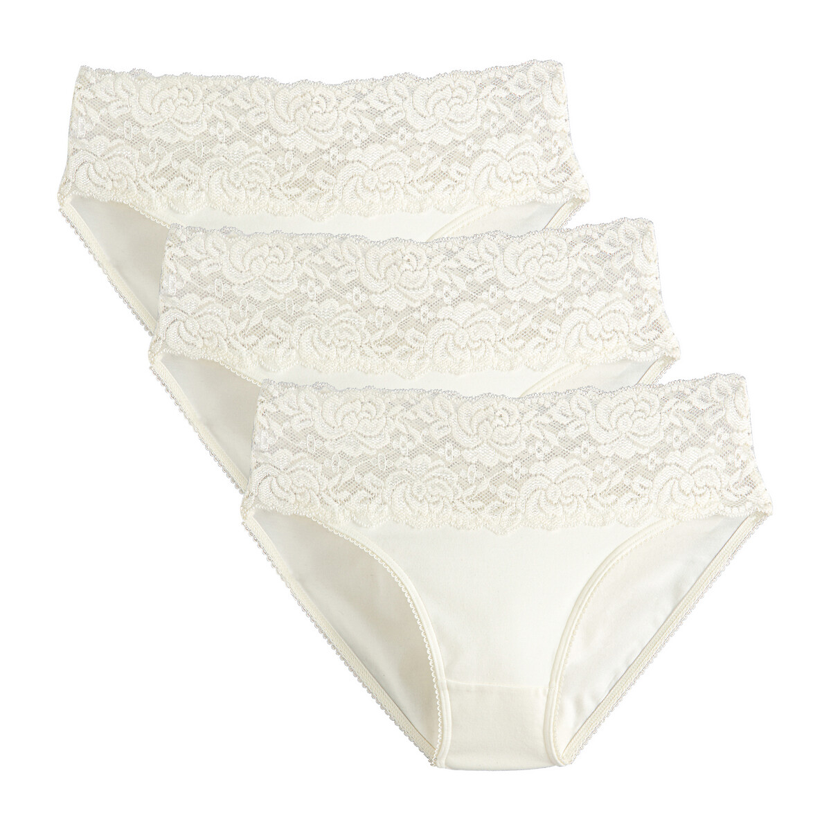 ANNE WEYBURN Set van 3 slips met brede boord in kant