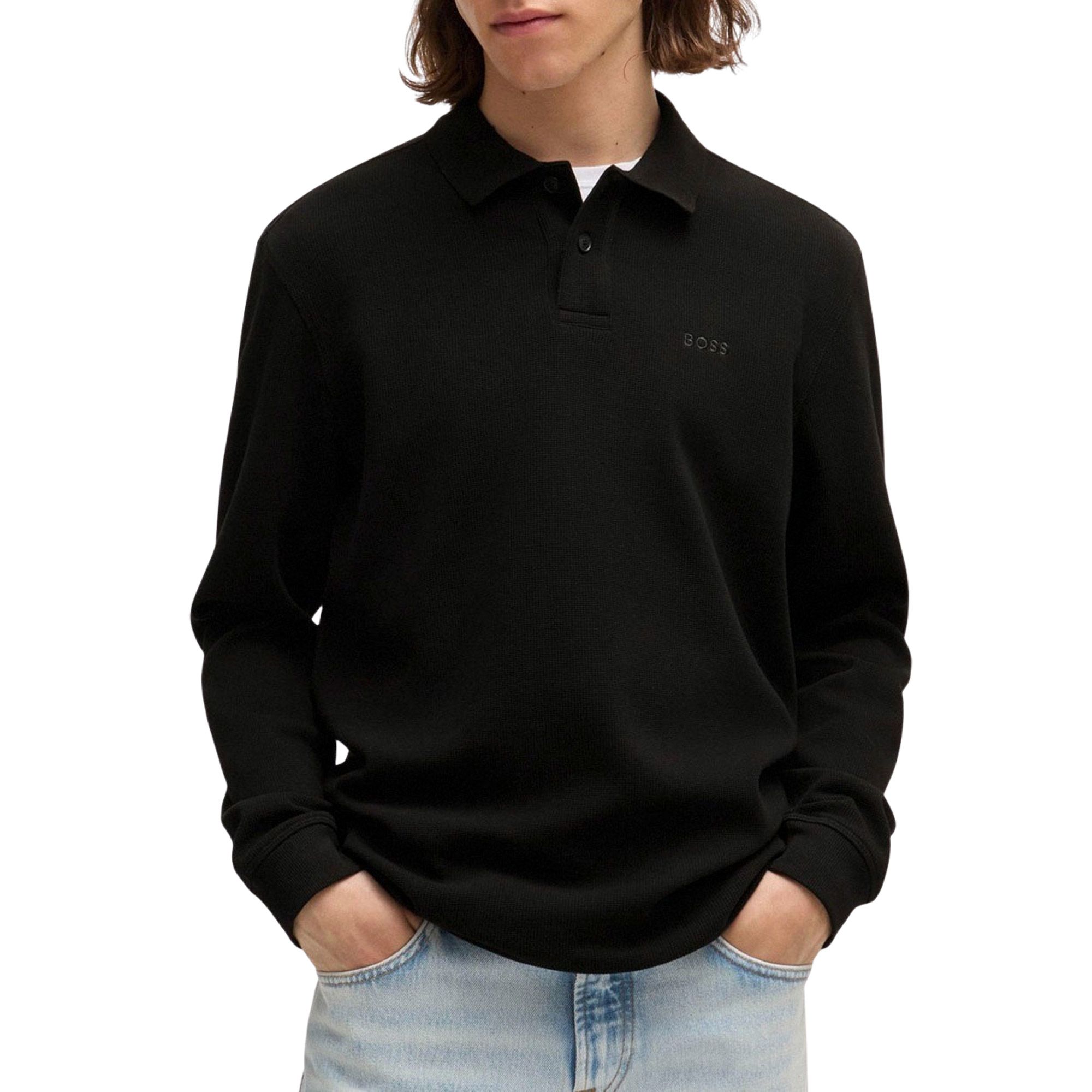 Boss Orange Poloshirt Petempestolong met knoopsluiting