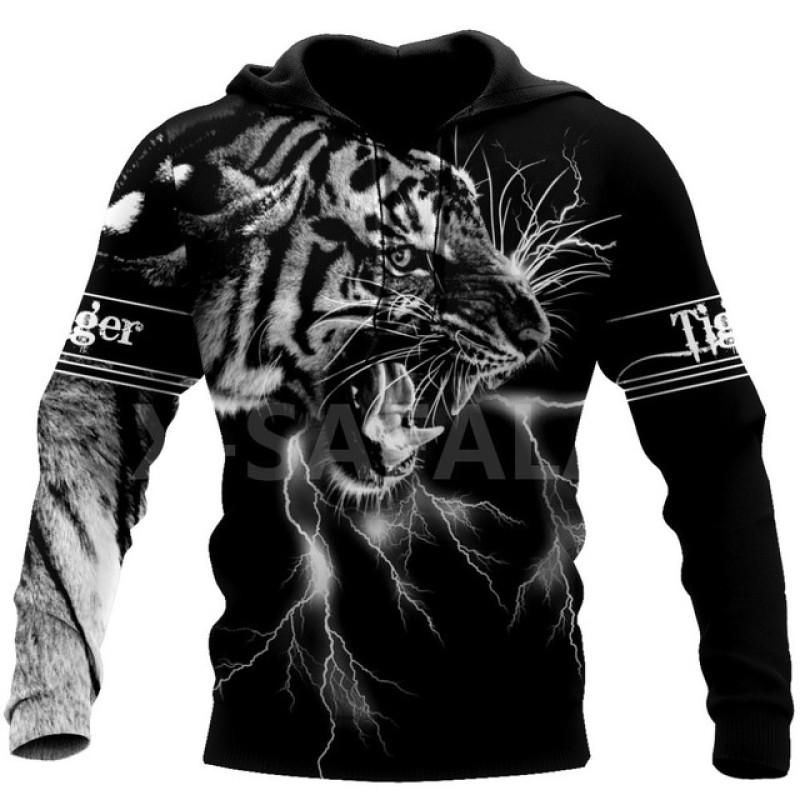 Nihao Merkmode Herfst Tijger herenhoodies Leeuwenhuid 3D all-over bedrukt herensweatshirt unisex zip-pullover casual jas M
