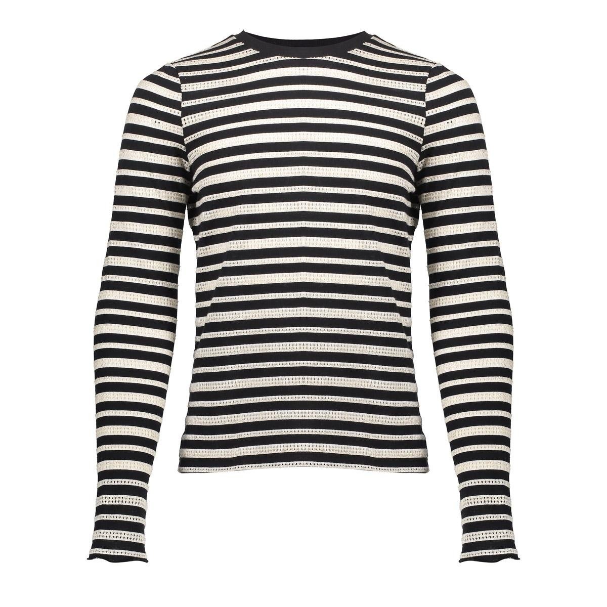 Geisha winter top meisjes - zwart/wit - ajour - longsleeve, gestreept