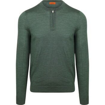 Suitable Sweater  Crew Zip Merino Groen