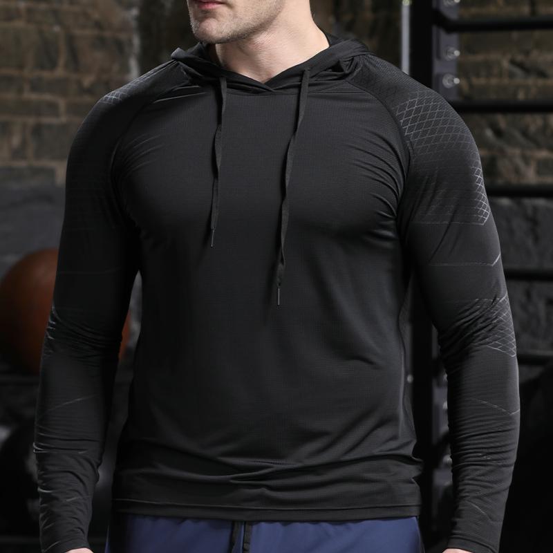 Shedao Pro Fitness Sporting Heren Outdoor Sport Hoodies Snel Drogende Pasvorm Lange Mouw Tops met Capuchon Mannelijke Hardloop Actieve Kleding Casual Snel Drogende Sweatshirts L