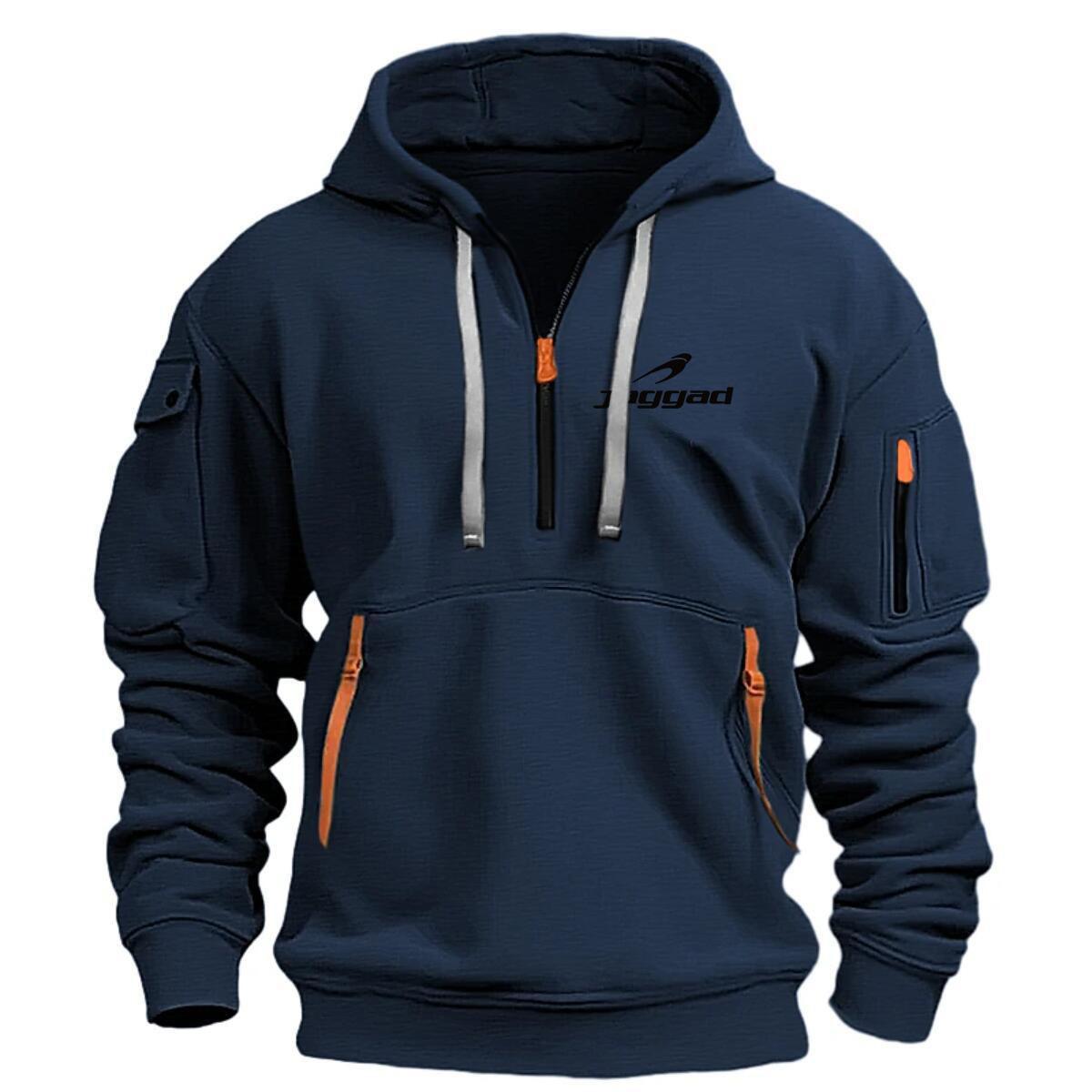 WomWear 2024 Nieuwe Heren Hoodie Kwart Rits Hoodies Zak Sport & Outdoor Streetwear Cool Casual Lente Herfst Kleding Hoodies Sweatshirts XXXL donkerblauwe kleur