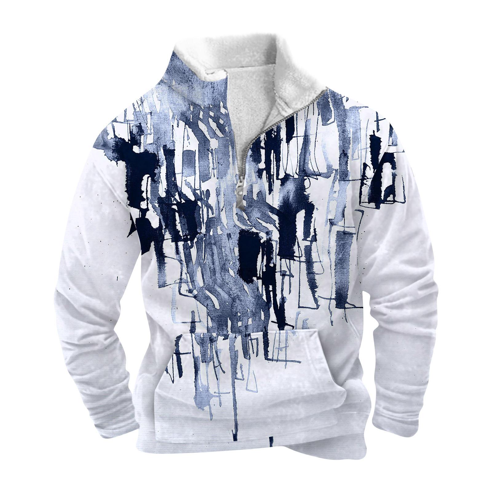 Katie Lente en herfst herensweatshirt met staande kraag is outdoor casual truien tops XL