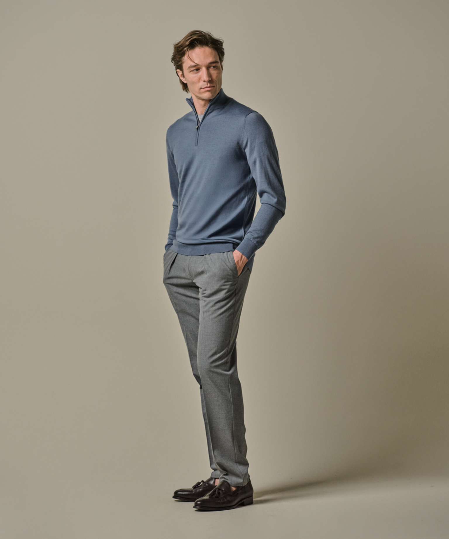 Profuomo PULLOVER HALF ZIP BLUE 