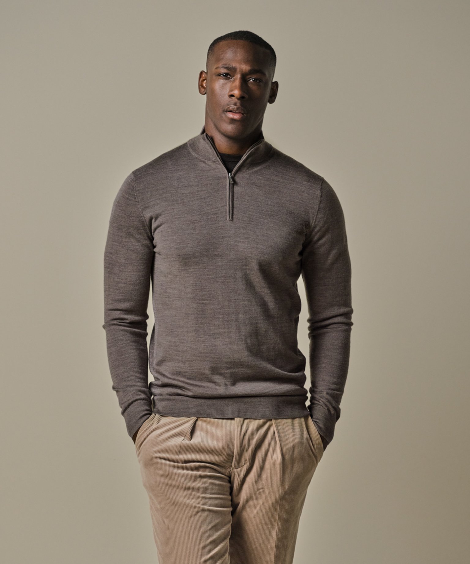 Profuomo PULLOVER HALF ZIP TAUPE 