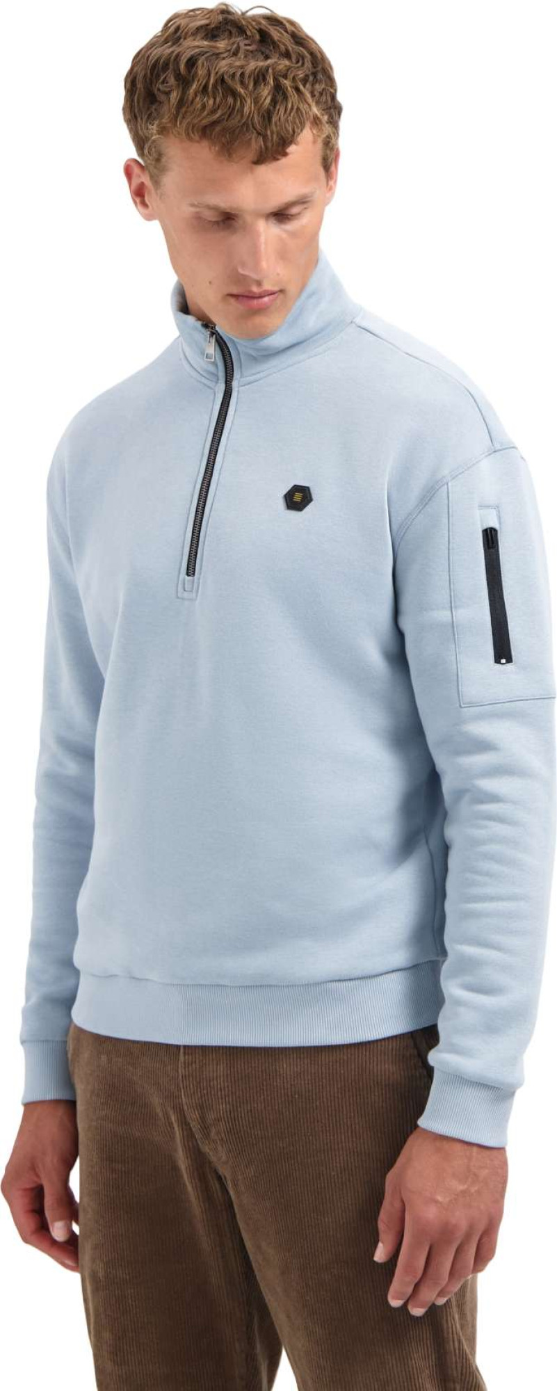 No Excess Sweater half zip brushed dusty blue