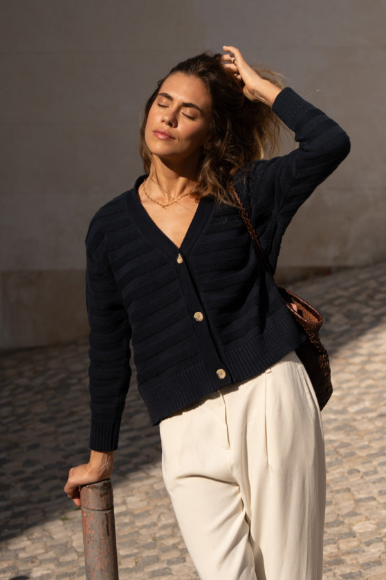 NÃ¤z Damen vegan Strickjacke Sophia Navy
