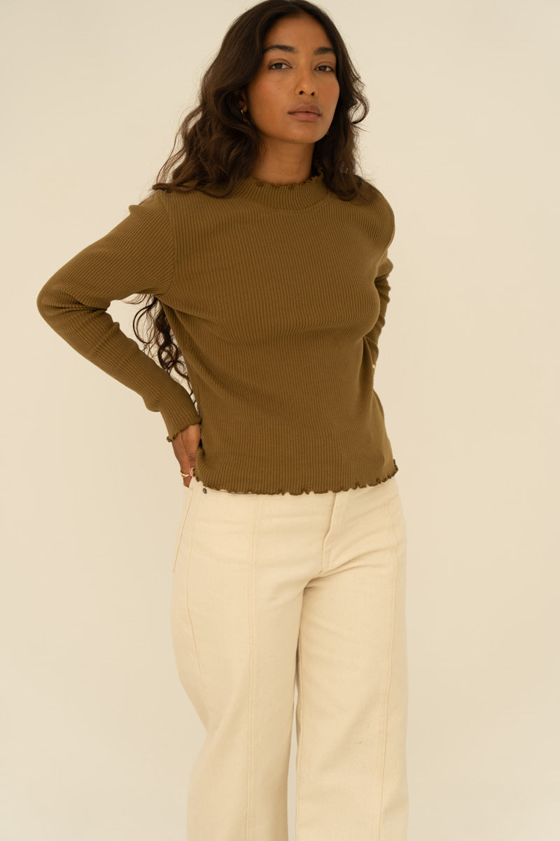 NÃ¤z Damen vegan Rollkragenpullover Ava Olive