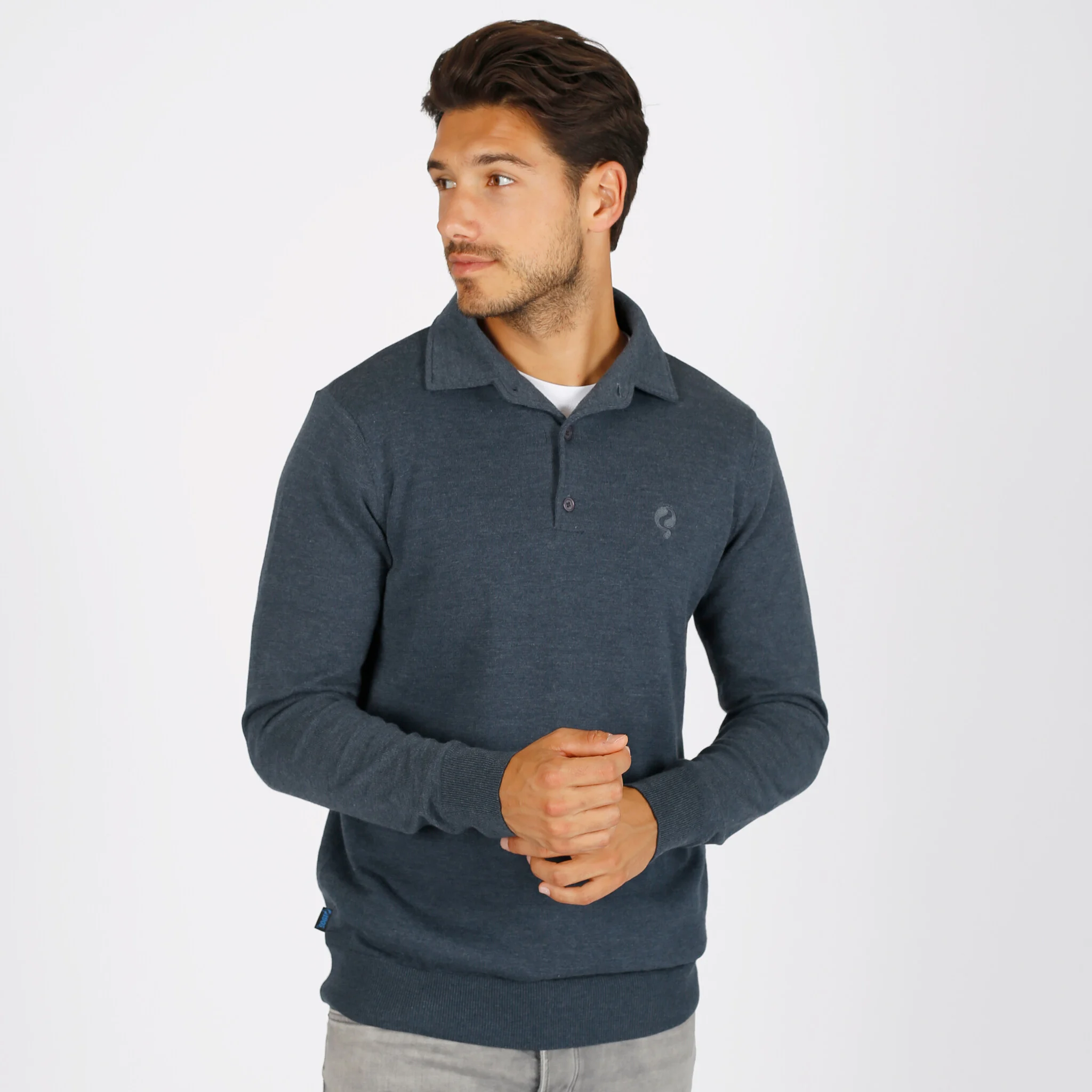 Q1905 Trui casteren jeans melange