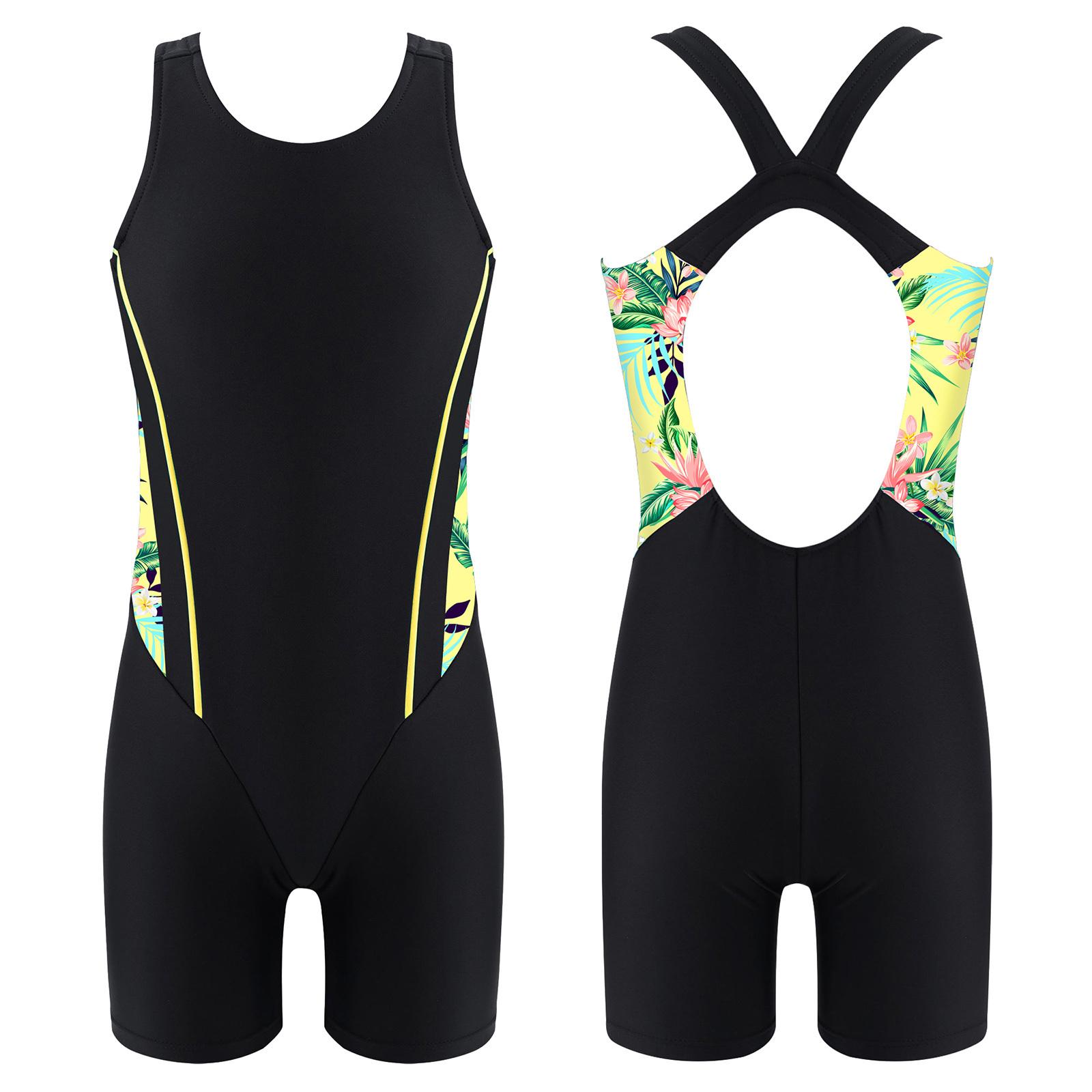 ZDHoor Kinderen Meisjes Eendelig Mouwloos Ronde Hals Shorty Wetsuit Badpak Badmode Badpak 9-10 Years