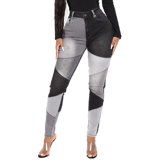 Shapewear Splicing damesjeans Vintage bodems Slanke dames patchwork slanke jeans L zwart