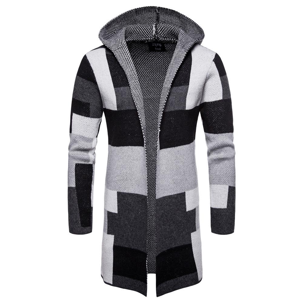 YaseHasaki Effen gebreide patchwork jas voor heren, vest, tops, blouse met lange mouwen M
