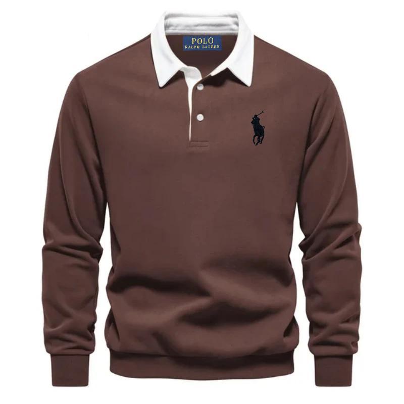 Polo Ralph Lauren Pony Embroidered Men's Pure Cotton Long Sleeved Polo Shirt for Autumn and Winter XL