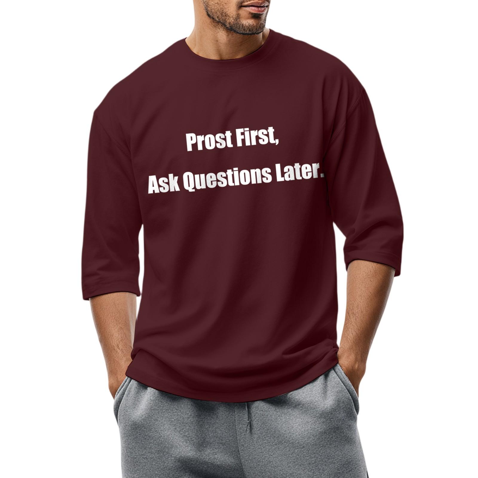 Ionia Men's fashionable casual round-neck three-quarter sleeve top T-shirt XXL
