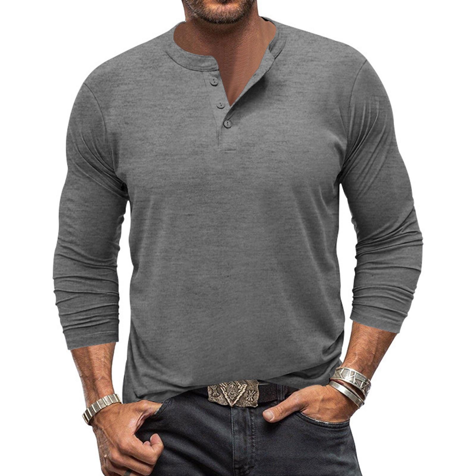 Ionia Heren T-shirt met lange mouwen, ronde hals, casual T-shirt voor heren XL