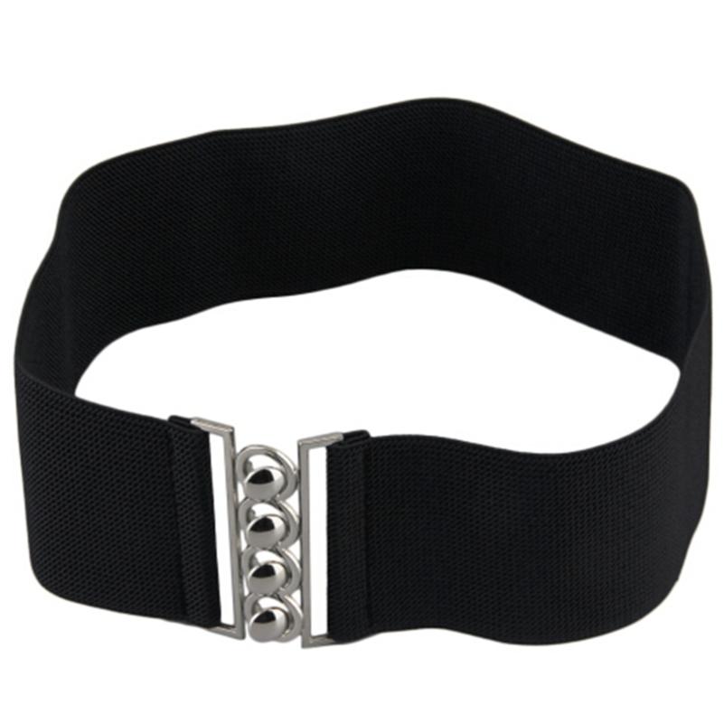 Shy grapes Dames Vintage elastische stretchgesp brede tailleband zwart