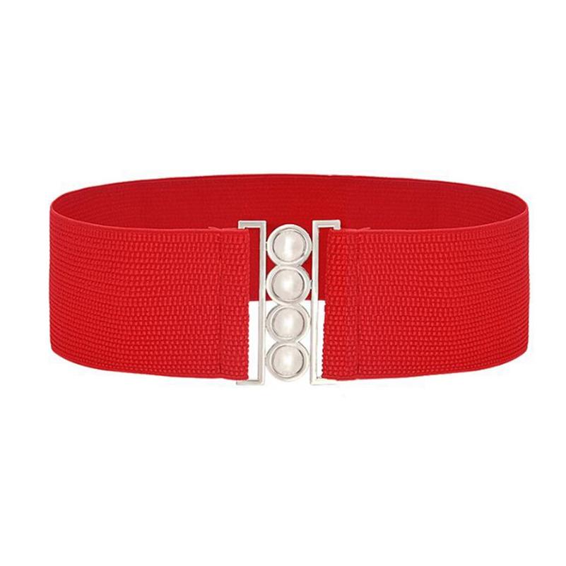Shy grapes Dames Vintage elastische stretchgesp brede tailleband rood